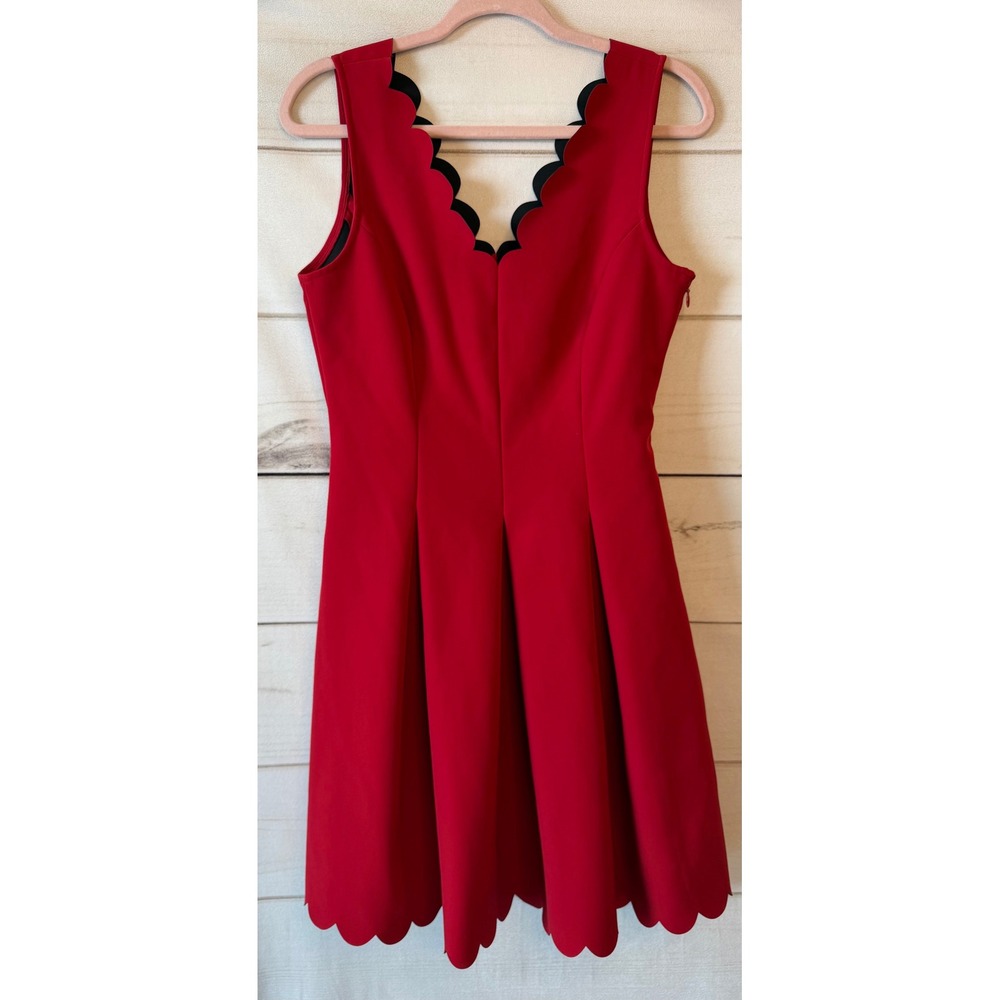 Banana Republic Red Scalloped V-Neck Fit and Flare Cocktail Dress Size 6